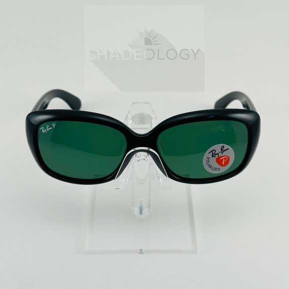 NEW Ray-Ban Jackie Ohh Sunglasses Green Polarized Lens Black Frame RB4101 58-17 - Picture 2 of 6